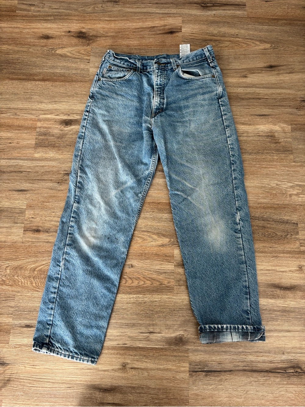 Carhartt flannel lined B21 DST 34 x 32 work jeans. Good cond! “0104”